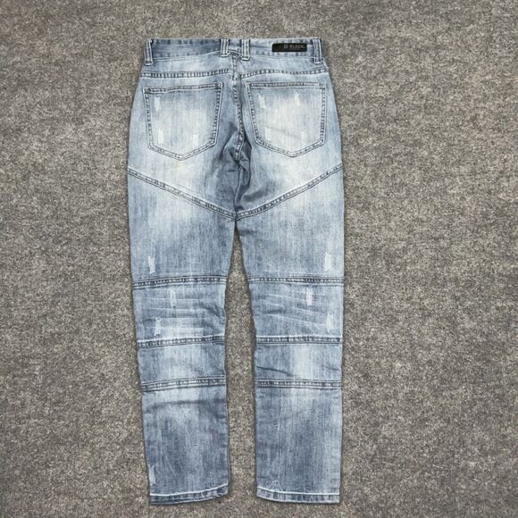 CJ BLACK Premium Jeans Mens Size 28 Blue Denim Skinny Flex Zipper Accents Moto - Picture 2 of 13